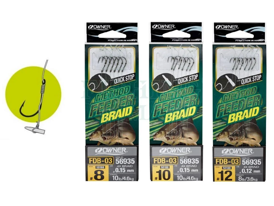 Owner Przypony Z Plecionki Do Method Feeder Z Quick Stop FDB-03 3 Owner Przypony Z Plecionki Do Method Feeder Z Quick Stop FDB-03